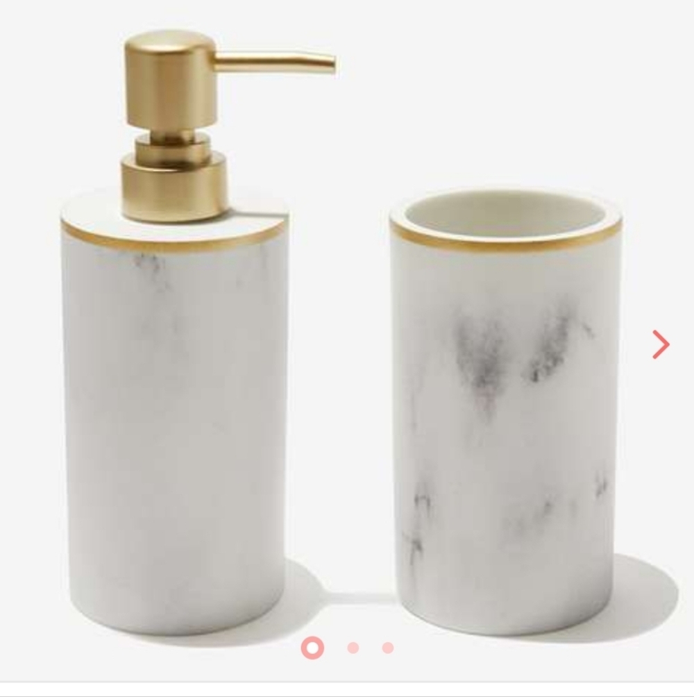 Sunday Citizen Resin Bath Set 11oz Soap Dispenser & 11oz Toothbrush Holder New